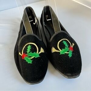 Velvet Christmas Flats Black Size 9